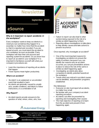 September eSource: Why is it important to report accidents in the workplace?
