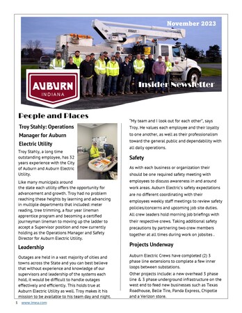 November Insider People and Places: Troy Stahly, Operations Manager for Auburn Electric Utility 