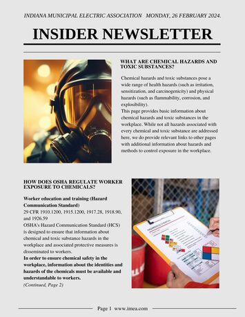 February eSource Newsletter: Chemical Hazards and Toxic Substances